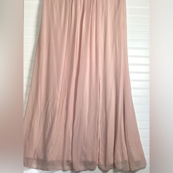 Adrianna Papell Sheath Dress Womens Size18 Pink Chiffon One Shoulder Side Zipper - Picture 3 of 6